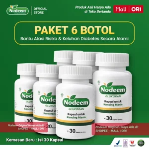 NODEEM Paket 6 Botol Obat Ampuh Diabetes Kencing Manis Original dan Manajemen Gula Darah Terbaik